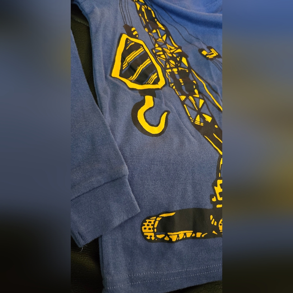 Carter's Blue W/yellow Construction Crane Long Sleeve Tee Sz5 NWOT - Picture 5 of 5